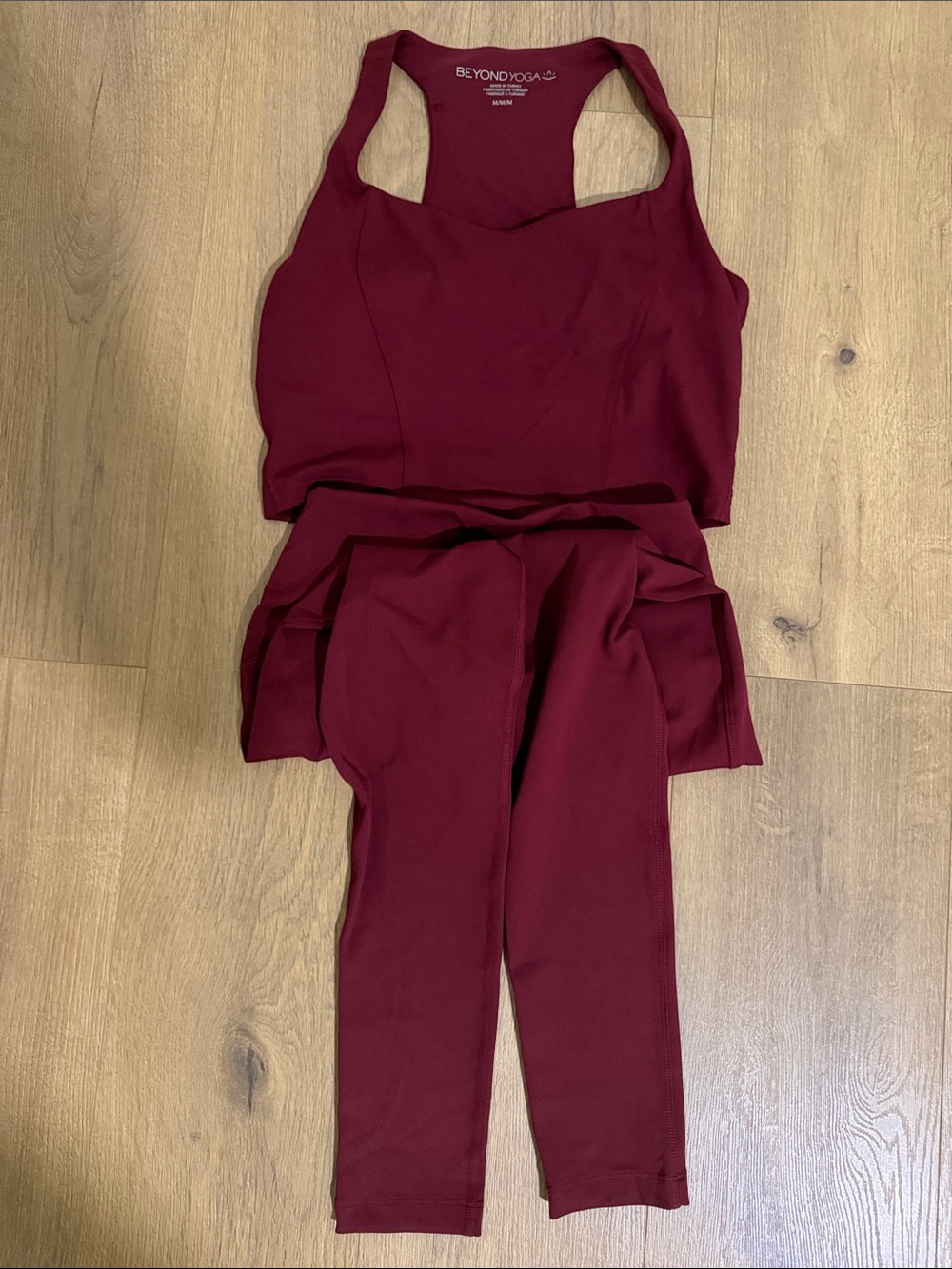 Beyond Yoga Burgundy Racerback Crop Top & Leggings Set